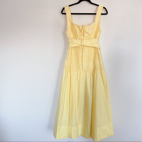 Self-Portrait Bright Yellow Cotton Poplin Sleeveless Midi Dress size US8 - Picture 9 of 12